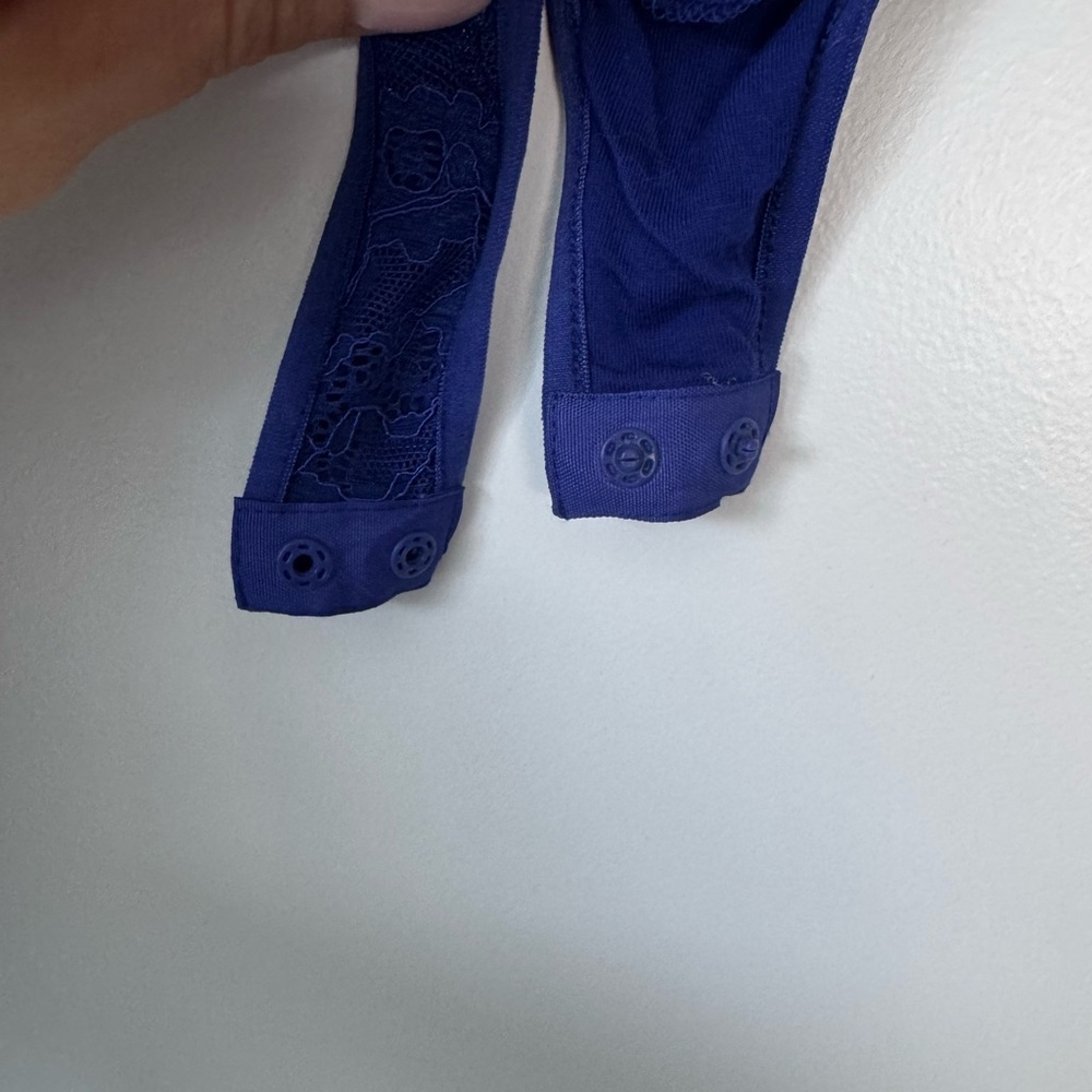 MARCIANO Royal Blue Lace Long Sleeve Bodysuit - Picture 5 of 6